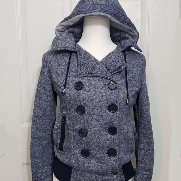 Ambiance Girls Junior Size S Hooded Pea Coat Style Jacket - Picture 4 of 11